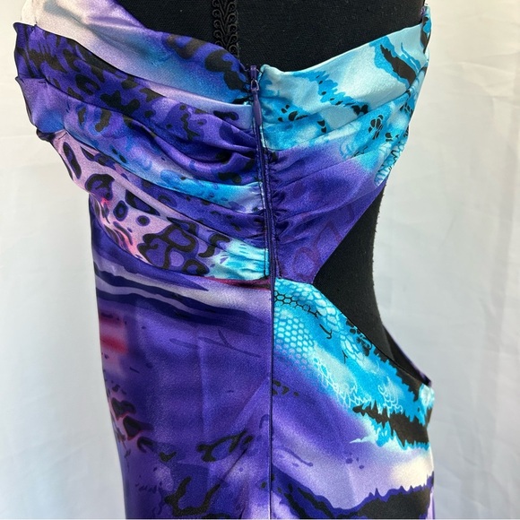 Jolie purple blue leopard animal print sweetheart mermaid open back gown dress - Picture 10 of 17